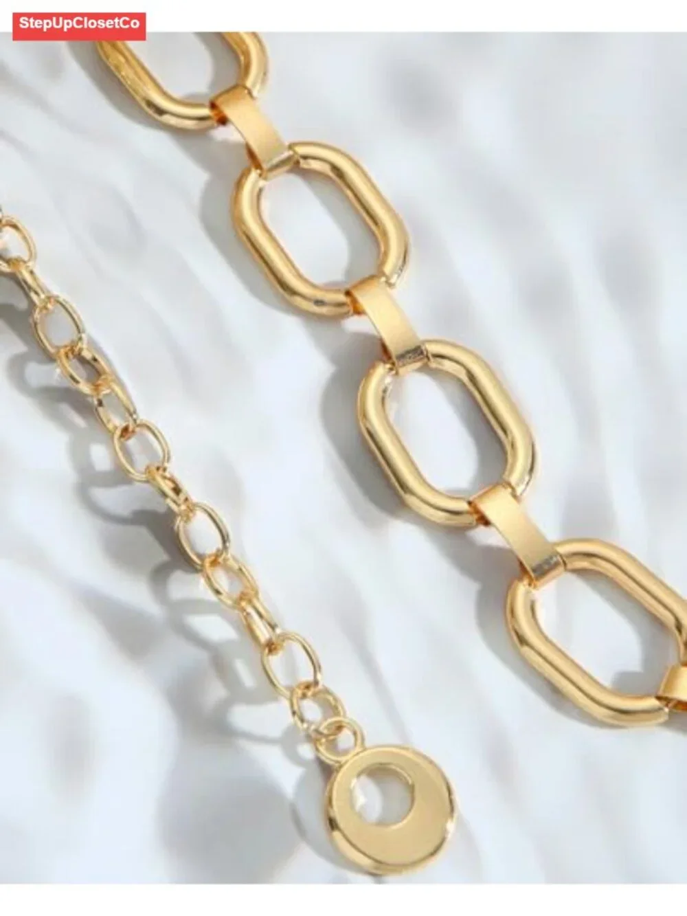 O-Ring Metal Waist Chain Belt for Women Adjustable Gold Belt for Jeans Dress